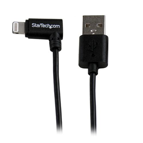 StarTech Angled Black Apple 8-pin Lightning Connector to USB Cable for iPhone iPod iPad
