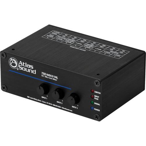 Atlas Sound TSD-MIX31RL 3x1 Mic Line Mixer