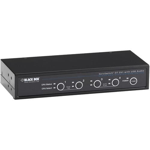 Black Box 4-Port ServSwitch DVI-D USB KVM Switch w Bi-Directional USB Audio