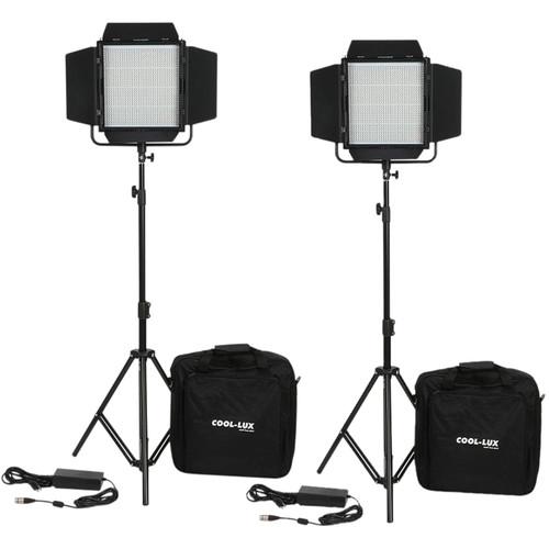 Cool-Lux CL2-2000DSG Daylight PRO Studio LED Spot 2-CL1000DSG Kit with Gold Mount Battery Plates