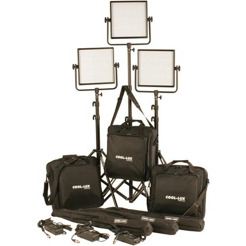 Cool-Lux CL3-3000DSV Daylight PRO Studio LED Spot 3-CL1000DSV Kit with V-Mount Battery Plates