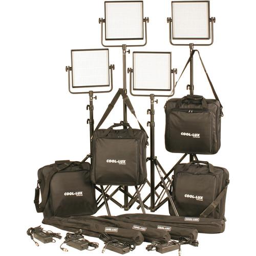 Cool-Lux CL4-4000DSG Daylight PRO Studio LED Spot 4-CL1000DSG Kit with Gold Mount Battery Plates