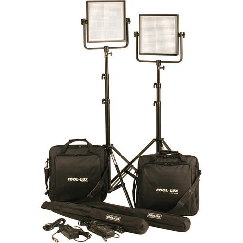 Cool-Lux CL2-2000DSG Daylight PRO Studio LED Spot 2-CL1000DSV Kit with V-Mount Battery Plates
