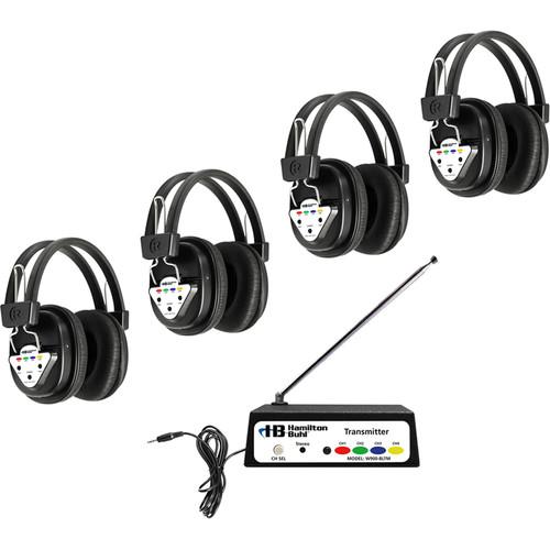 HamiltonBuhl W4-BT 4-Station Bluetooth Wireless Listening Center with Variable-Frequency Transmitter and 4 Headphones