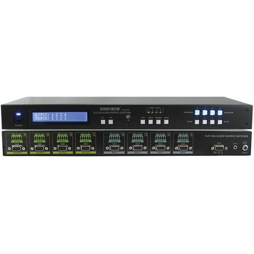 Shinybow 4x4 VGA with Terminal Block 5-Pin Stereo Analog Audio Matrix Routing Switcher