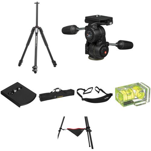 Manfrotto MT055XPRO3 Aluminum Tripod with 808RC4 3-Way Pan Tilt Head Deluxe Kit