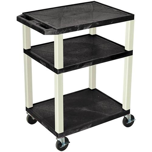 Luxor 34" Tuffy Open Shelf A V Cart with 3 Shelves and 3-Outlet Electrical Assembly