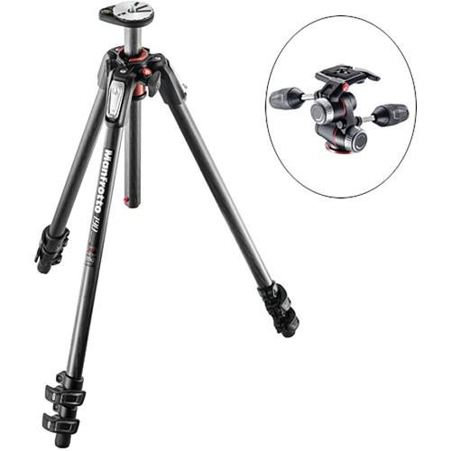 Manfrotto MT190CXPRO3 Carbon Fiber Tripod with MHXPRO-3W 3-Way Pan Tilt Head Kit