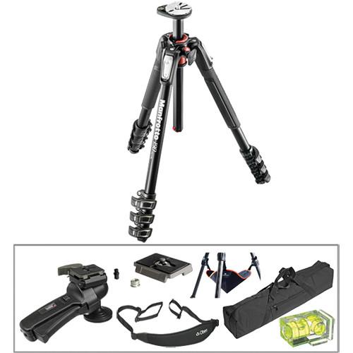 Manfrotto MT190XPRO4 Aluminum Tripod with 322RC2 Grip Action Ball Head Deluxe Kit