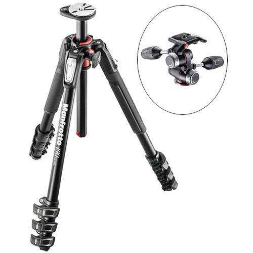 Manfrotto MT190XPRO4 Aluminum Tripod with MHXPRO-3W 3-Way Pan Tilt Head Kit