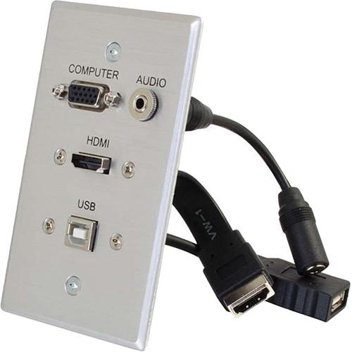 C2G HDMI, VGA, 3.5mm Audio and USB Pass Through Single Gang Wall Plate