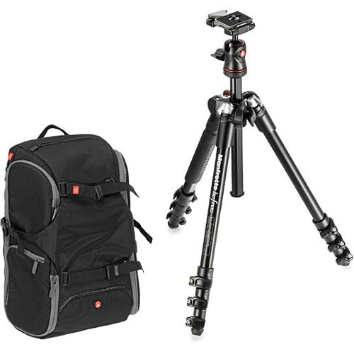 Manfrotto BeFree Compact Travel Aluminum Tripod and Advanced Travel Backpack Kit