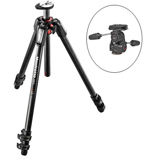 Manfrotto MT055CXPRO3 Carbon Fiber Tripod with 808RC4 3-Way Pan Tilt Head Kit