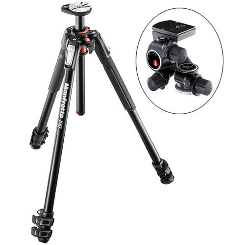Manfrotto MT190XPRO3 Aluminum Tripod with 410 Junior Geared Head Kit