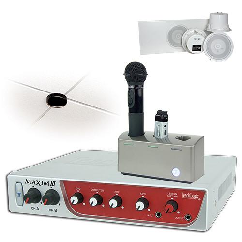TeachLogic IRM-5650 Maxim III Wireless Classroom Microphone System with Sapphire Mic & 4 Ceiling-Mount Speakers