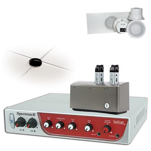 TeachLogic IRS-8655 Spectrum III Infrared Wireless Classroom Microphone System with Sapphire Microphone Transmitter & 4 Ceiling-Mount Speakers