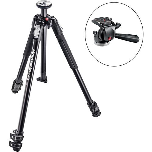 Manfrotto MT190X3 Aluminum Tripod with 391RC2 Junior 3-Way Pan Tilt Head