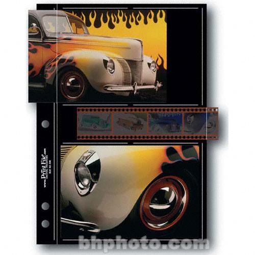 Print File Premium Series-M Archival Storage Page for Prints - 4x6" - Holds 4 Prints & Strip of 4 Negatives, Black Background - 25 Pack