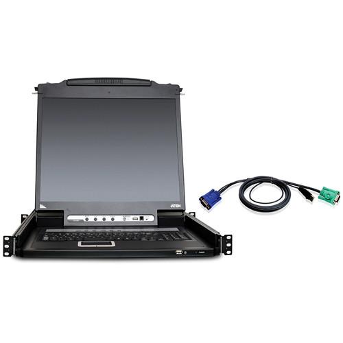 Aten CL5708M 8-Port 17" Single Rail LCD KVM Console Bundle