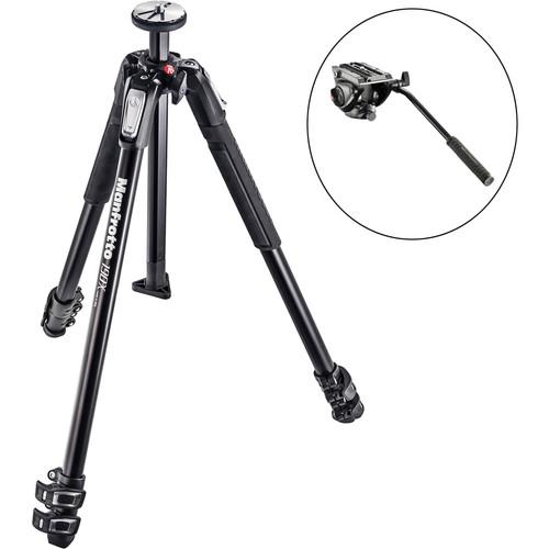 Manfrotto MT190X3 3-Section Tripod with MVH500AH Fluid Video Head Kit