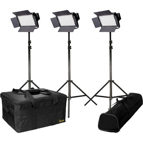 ikan IFD576 Featherweight 3-Light Kit with AB & V-Mount Plates