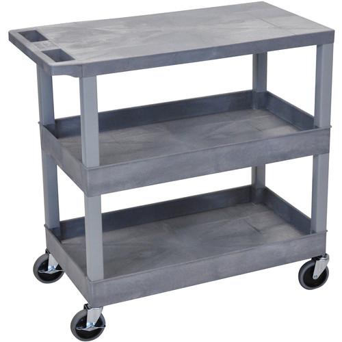 Luxor EC211-G 18x32" Utility Cart with 1 Flat and 2 Tub Shelves