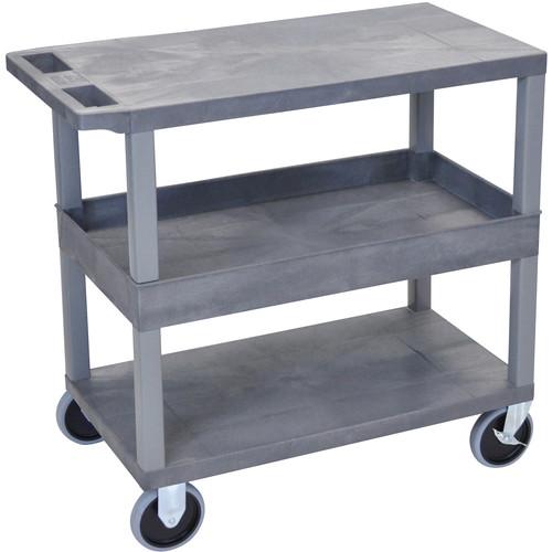Luxor EC212HD-G 18x32" Heavy Duty Utility Cart with 1 Tub and 2 Flat Shelves