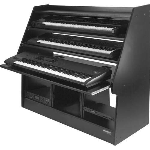 Omnirax Synthrax 3-Tier Sliding Synthesizer Shelf Rack Cabinet for Up to 3 88-Note Keyboards