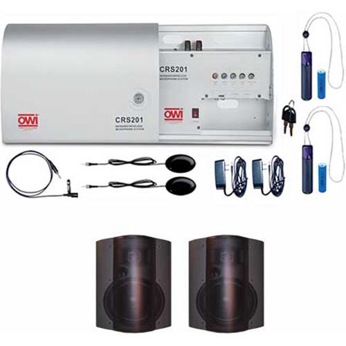 OWI Inc. CRS201-2P-6278B2 IR Wireless Microphone System with 2x P6278 6" Speakers