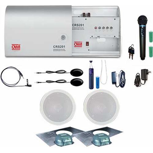 OWI Inc. Infrared Wireless Microphone System with One Handheld Mic, One Pendant, and Two IC5 In-ceiling Speakers