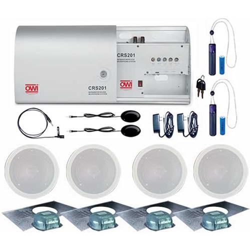 OWI Inc. Infrared Wireless Microphone System with Two Pendant Mics, One Lapel Mic, and Four IC6 In-Ceiling Speaker