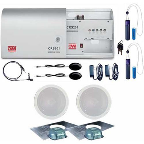 OWI Inc. Infrared Wireless Microphone System with Two Pendant Mics, One Lapel Mic, and Two IC5 In-Ceiling Speaker