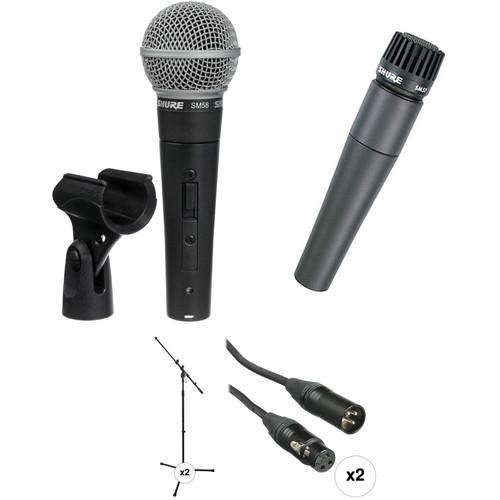 Shure SM58S & SM57-LC Mics, Stands, and Cables Kit
