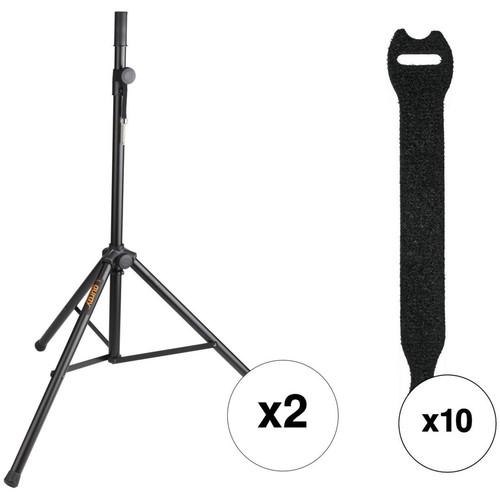 Auray PA Speaker Stands and Touch Fastener Straps Kit