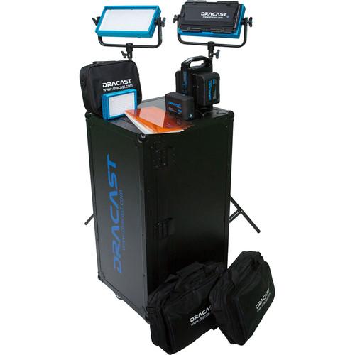 Dracast Bi-Color 3-Light Interview Kit with Gold Mount Battery Plates