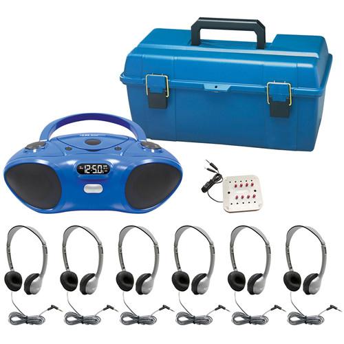 HamiltonBuhl HB-100BT Bluetooth CD FM Listening Center with 6 MS2L Personal Headphones