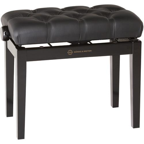K&M 13980 Piano Bench with Quilted Imitation Leather Seat Cushion & Glossy Finish