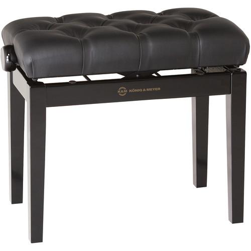 K&M 13981 Piano Bench with Quilted Leather Seat Cushion & Glossy Finish