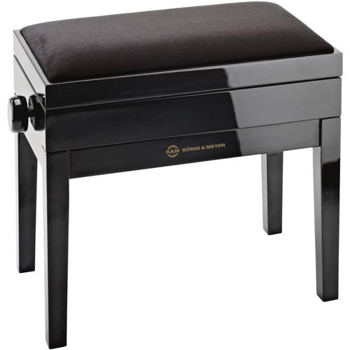 K&M Piano Bench with Sheet Music Storage & Velvet Seat Cushion