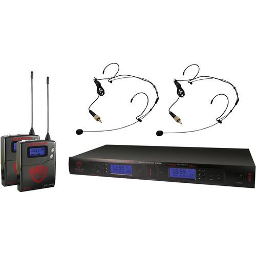 Nady 2W-1KU Dual UHF Wireless Receiver System with Two HM-10 Head-Worn Microphones