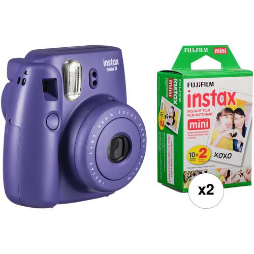 FUJIFILM instax mini 8 Instant Film Camera with Two Twin Packs of Instant Color Film