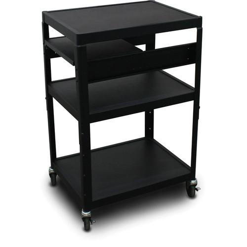 Marvel Vizion Spartan Series MV2642 24 x 18" Height-Adjustable A V Cart with 1 Pull-Out Side Shelf