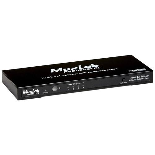 MuxLab 4K HDMI 4x1 Switcher with Audio Extraction