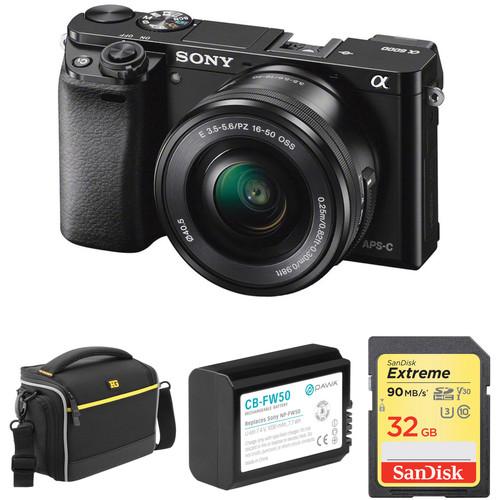 Sony Alpha a6000 Mirrorless Digital Camera with 16-50mm Lens and Accessory Kit
