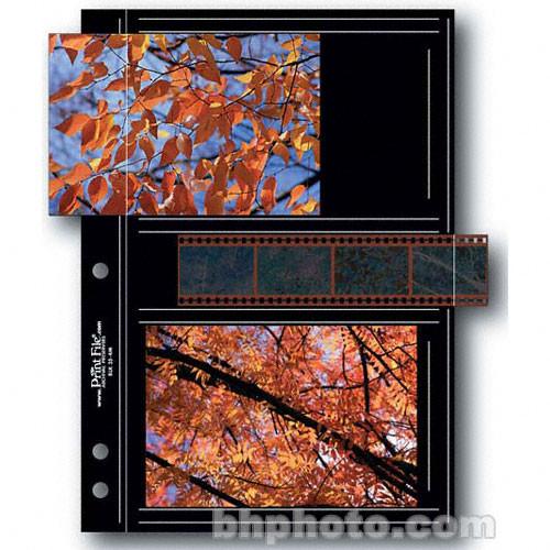 Print File Premium Series-M Archival Storage Page for Prints - 3.5x5.25" - Holds 4 Prints & Strip of 4 Negatives - Black Background - 25 Pack