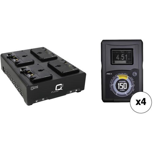 Core SWX Four-Battery HyperCore GOLD 150Wh Gold Mount Kit with Fleet Q Quad Charger