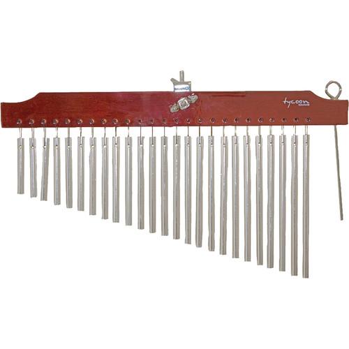 Tycoon Percussion 25 Chrome Bar Chimes on Brown Finish Wood Bar