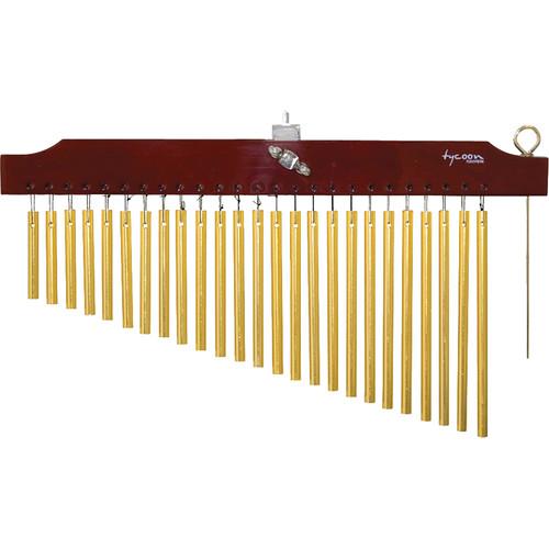 Tycoon Percussion 25 Gold Bar Chimes on Brown Finish Wood Bar