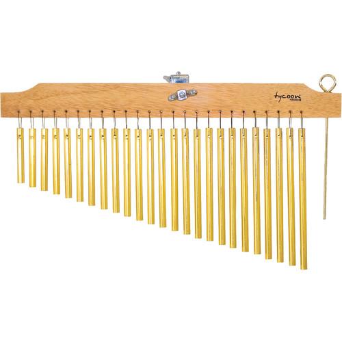 Tycoon Percussion 25 Gold Bar Chimes on Natural Finish Wood Bar