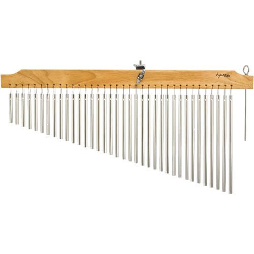 Tycoon Percussion 36 Chrome Bar Chimes on Natural Finish Wood Bar